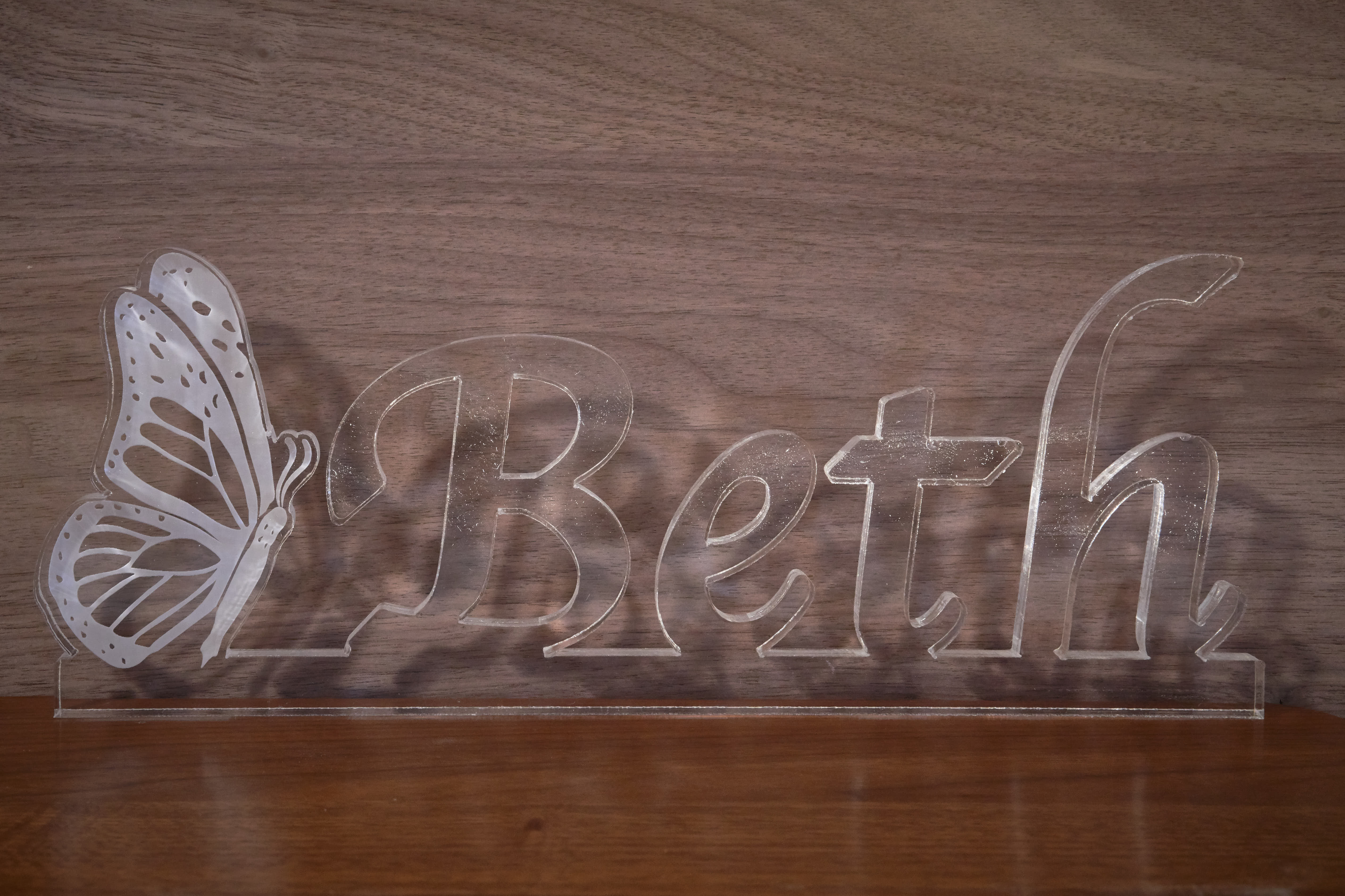 A piece of acrylic engraved with a laser