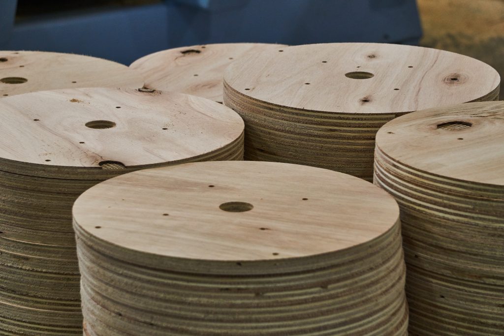 Round plywood discs cut with a CNC router